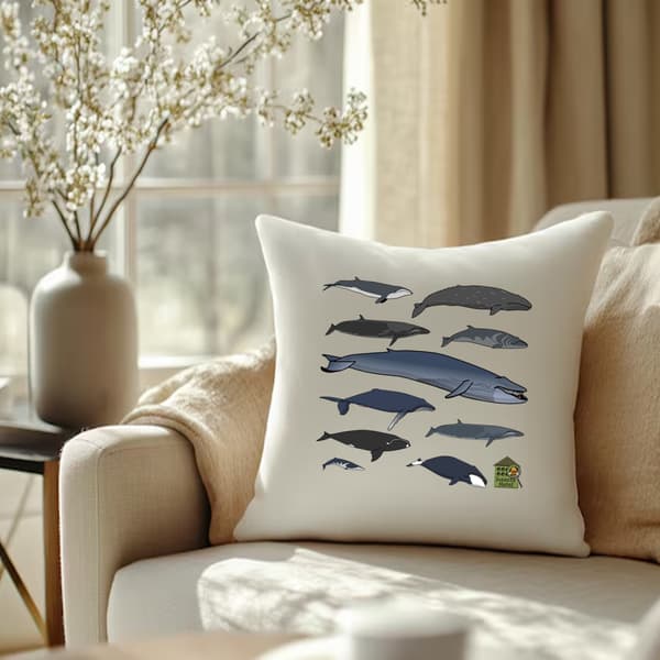 Image front Coussin 100% coton (40 X 40 cm) - "Baleines du monde entier"