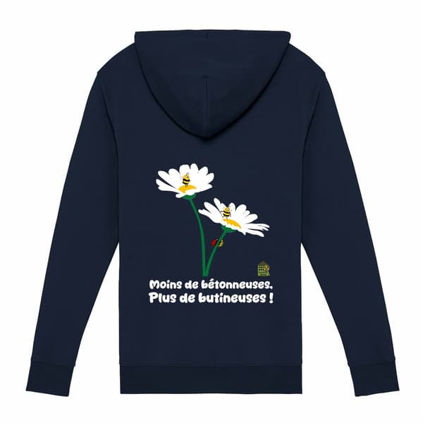 Image front Sweat à capuche zippé - femme ou homme - "Butineuses"