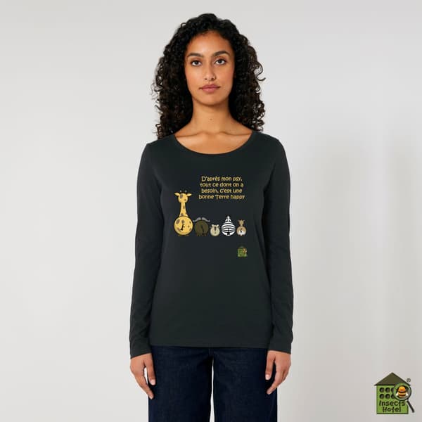 Image back T-shirt manches longues - Femme - "Terre happy"
