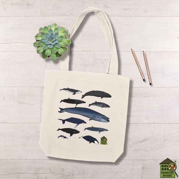 Image front Totebag épais - "Baleines du monde entier"