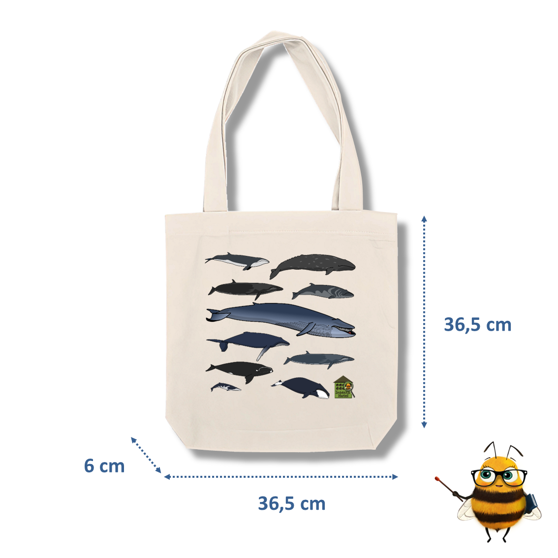 Image back Totebag épais - "Baleines du monde entier"