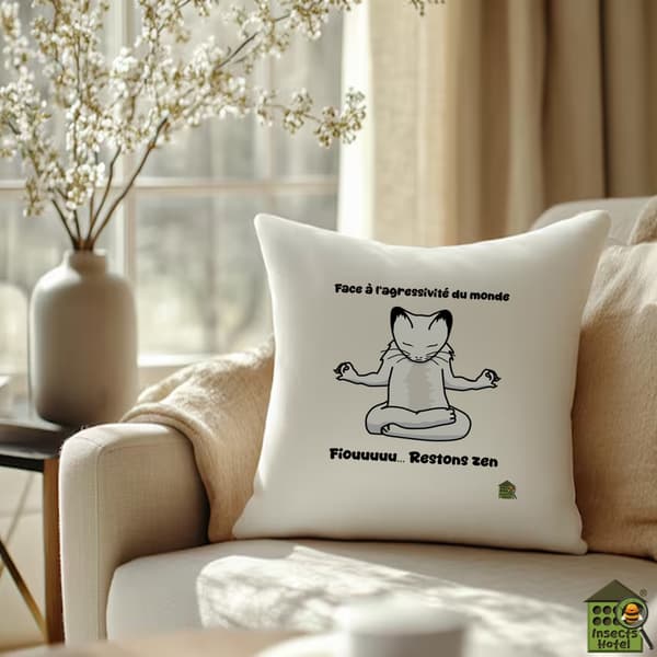 Image front Coussin 100% coton (40 X 40 cm) - "Restons zen"