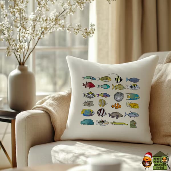 Image front Coussin 100% coton (40 X 40 cm) - "Actinoptérygiens des tropiques"