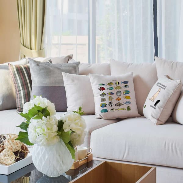 Image back Coussin 100% coton (40 X 40 cm) - "Actinoptérygiens des tropiques"