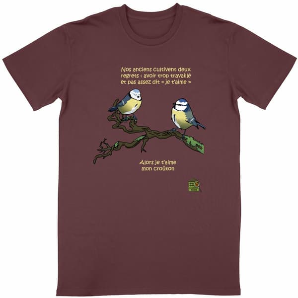 Image front T-shirt - femme ou homme - "Je t'aime"