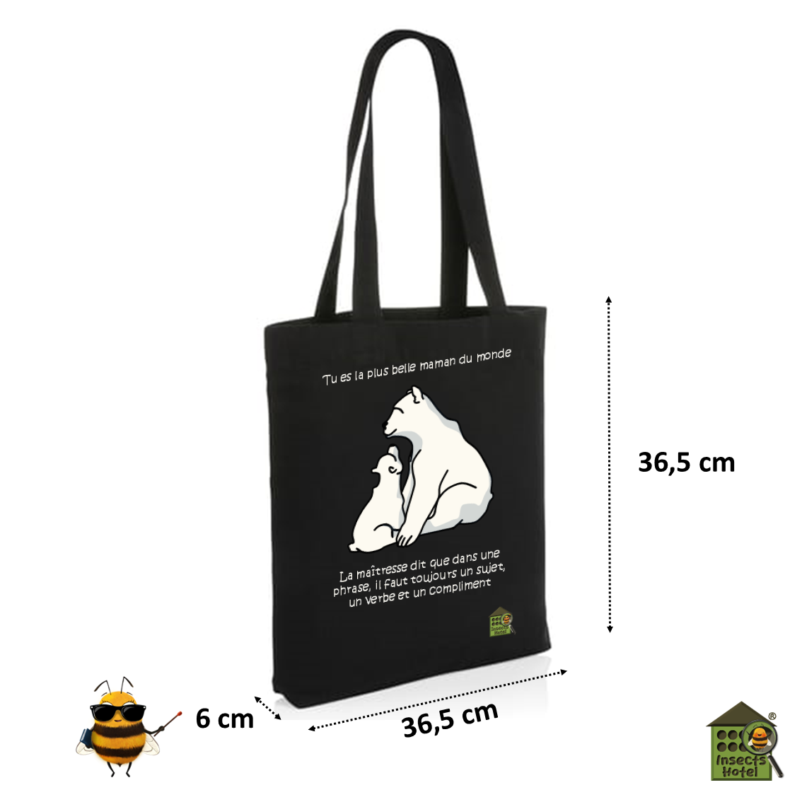 Image back Totebag épais - "Compliment" - (version noire)