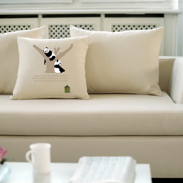 Image back Housse de coussin 100% coton (40 X 40 cm) - "Pandas philosophes"