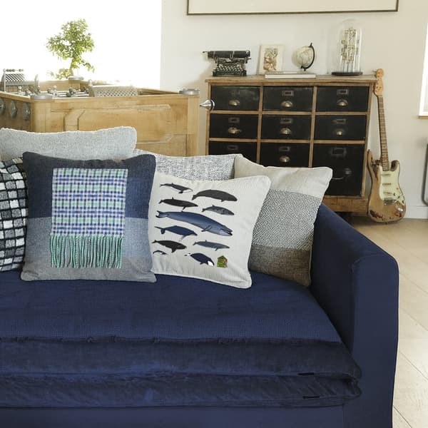 Image back Housse de coussin 100% coton (40 X 40 cm) - "Baleines du monde entier"