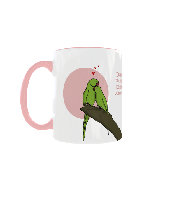 Image front Mug céramique personnalisable - "Terre happy" par le couple de perruches