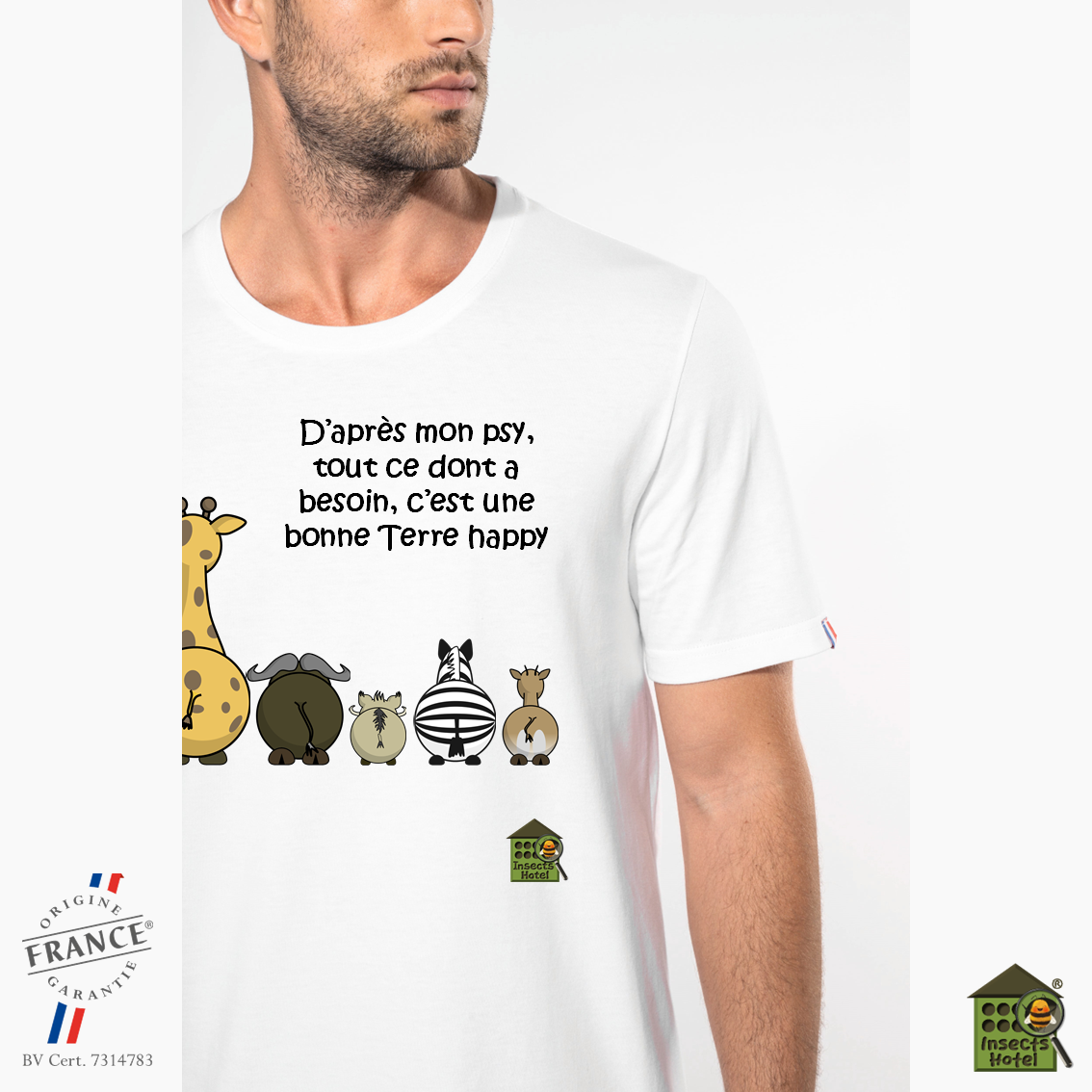 Image front T-shirt - homme - Made in France - "Terre happy"