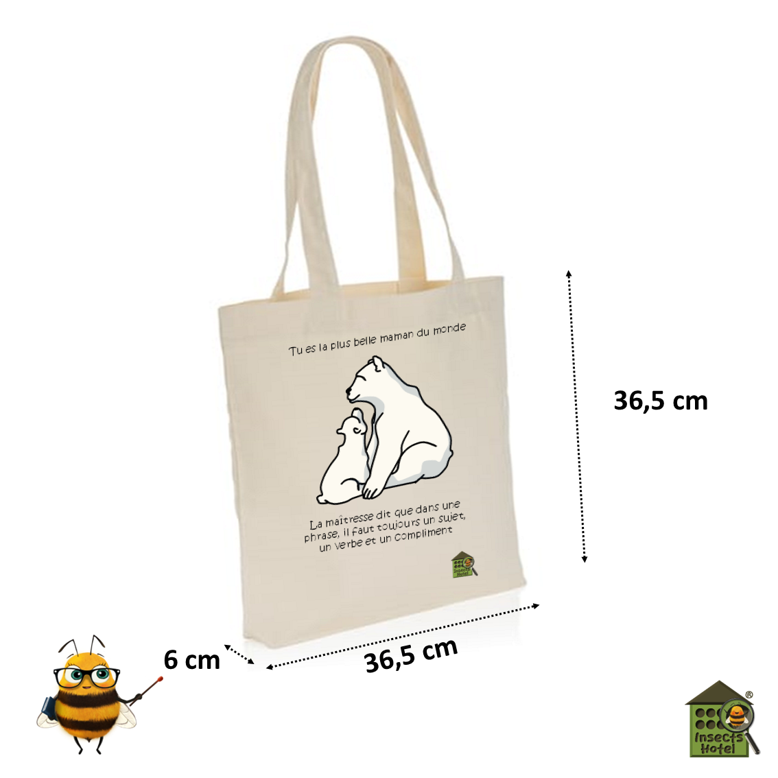 Image back Totebag épais - "Compliment" - (version naturelle)