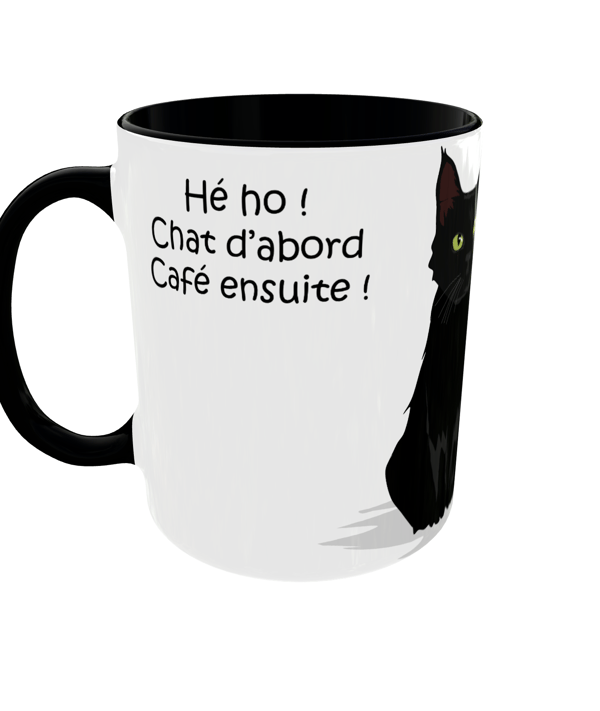 Image front Mug céramique personnalisable - "Chat d'abord, café ensuite !"