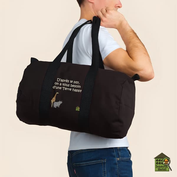 Image front Sac polochon noir - "Terre happy"