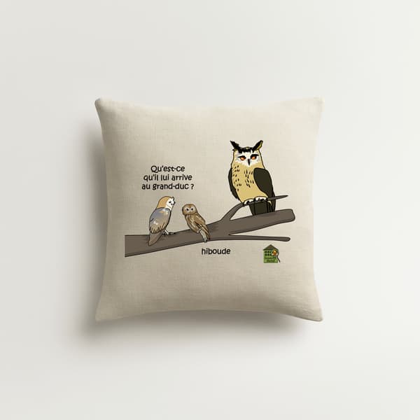 Image back Housse de coussin 100% coton (40 X 40 cm) - "Hiboude"