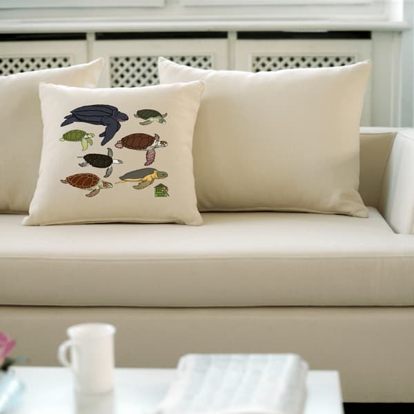 Image back Housse de coussin 100% coton (40 X 40 cm) - "Tortues marines"