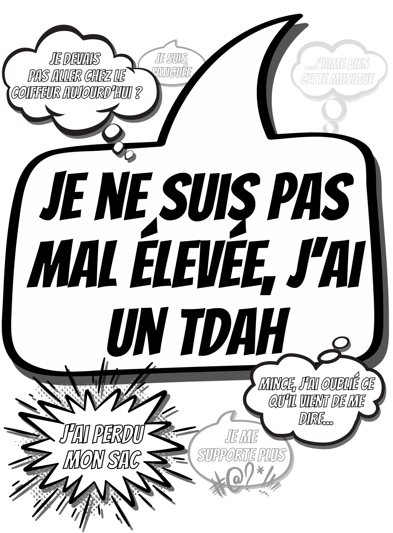 Image front T-shirt femme J'ai un TDAH
