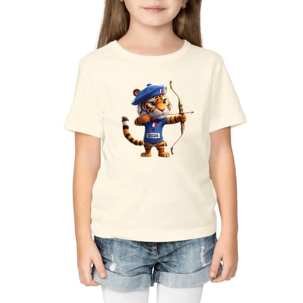 Image front T-shirt Enfant Original du Supporter de l'Équipe de France de Tir à l'Arc - Coton Bio - Collection 2024