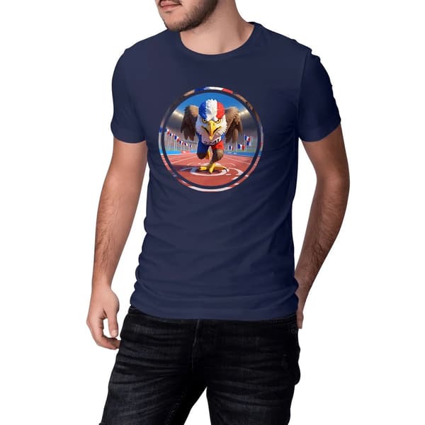 Image front T-shirt adulte Original du Supporter de l'Équipe de France d'Athlétisme - Coton Bio - Collection 2024