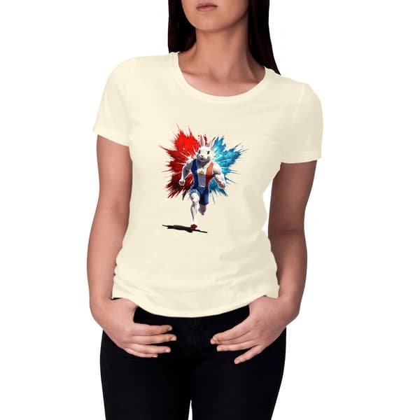 Image front T-shirt Femme Original du Supporter de l'Équipe de France de Course à Pied - Coton Bio - Collection 2024
