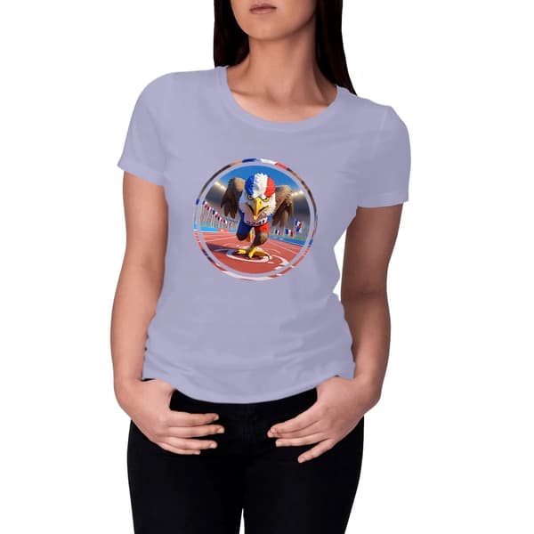 Image front T-shirt Femme Original du Supporter de l'Équipe de France d'Athlétisme - Coton Bio - Collection 2024