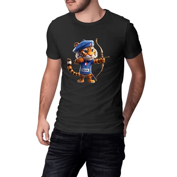 Image front T-shirt adulte Original du Supporter de l'Équipe de France de Tir à l'Arc - Coton Bio - Collection 2024