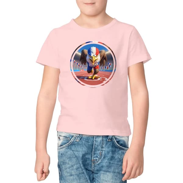 Image front T-shirt enfant Original du Supporter de l'Équipe de France d'Athlétisme - Coton Bio -Collection 2024