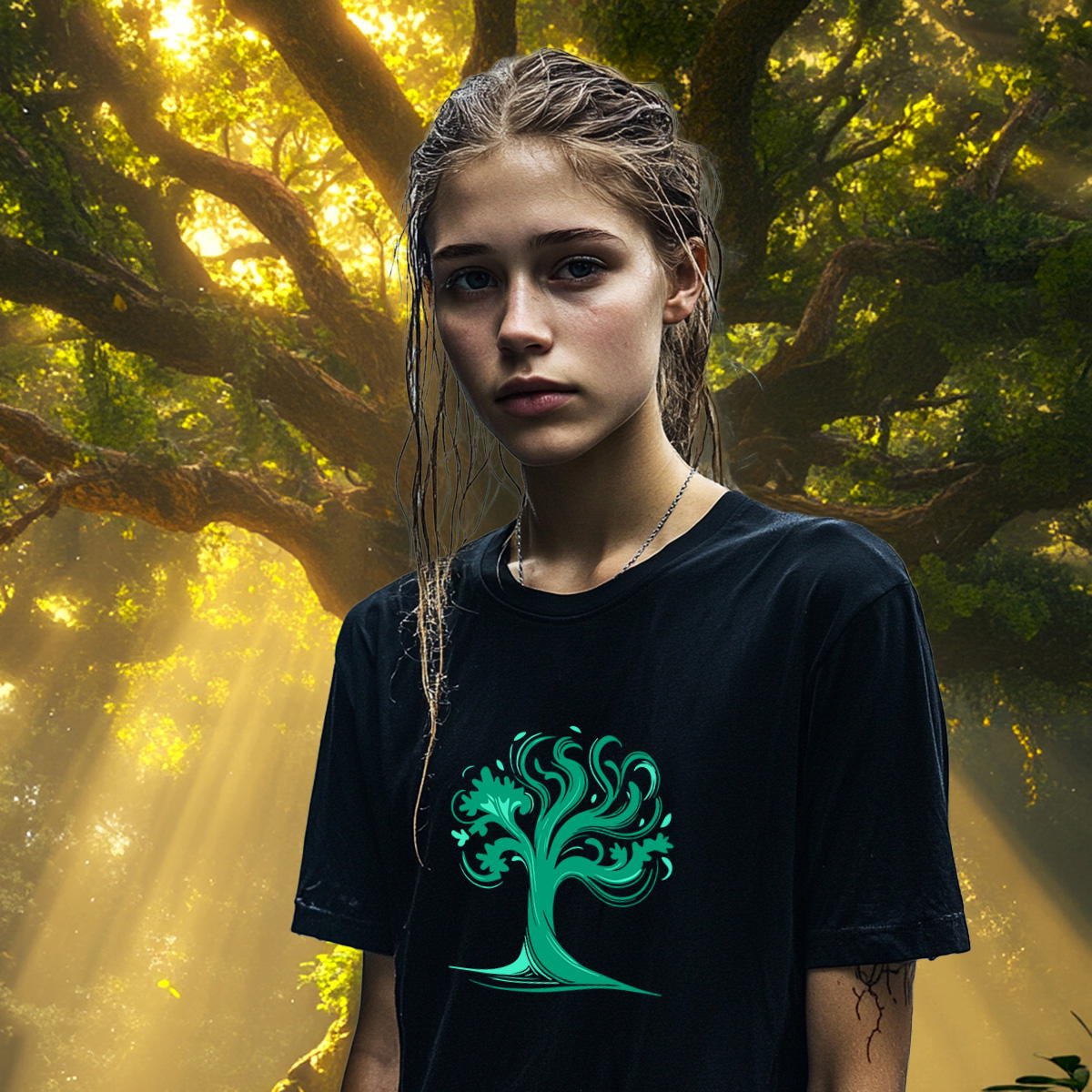 Image front T-shirt Unisexe Force Tranquille. 100% coton en conversion biologique