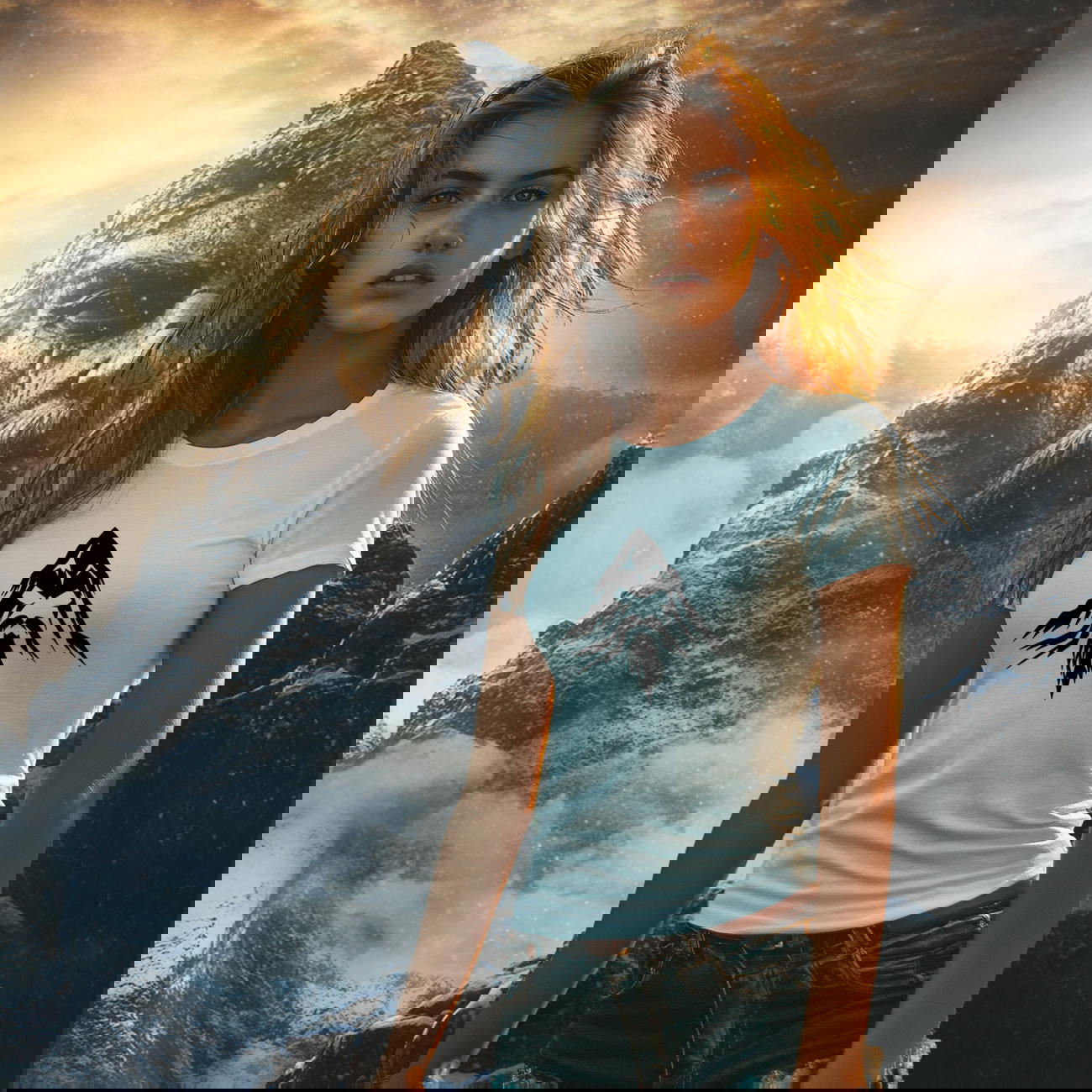 Image front T-shirt Femme Montagne des Ancêtres . 100% coton en conversion biologique