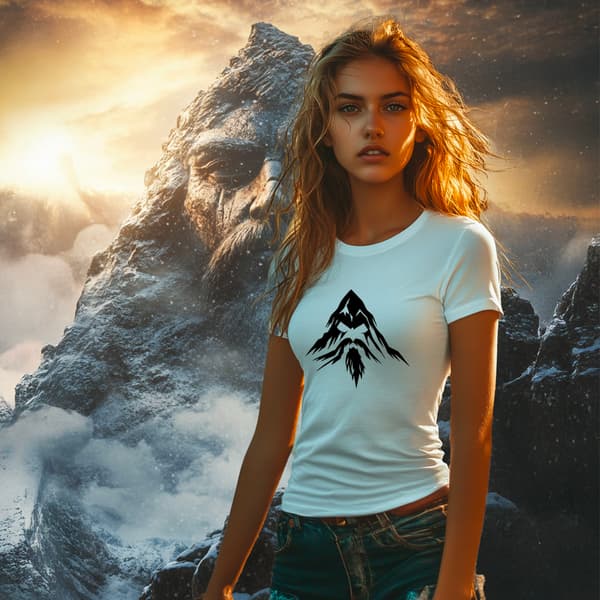 Image front T-shirt Femme Montagne des Ancêtres . 100% coton en conversion biologique