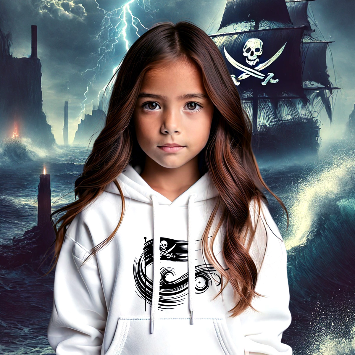 Image front Sweat à capuche Enfant Le Serment des Âmes Pirates