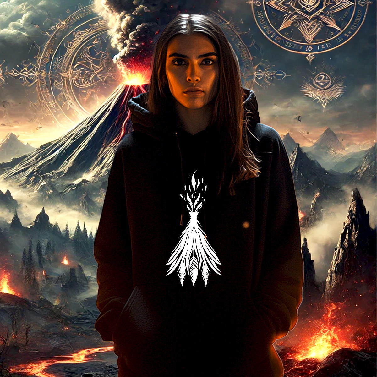 Image front Sweat à capuche Unisexe Le Volcan Sacré