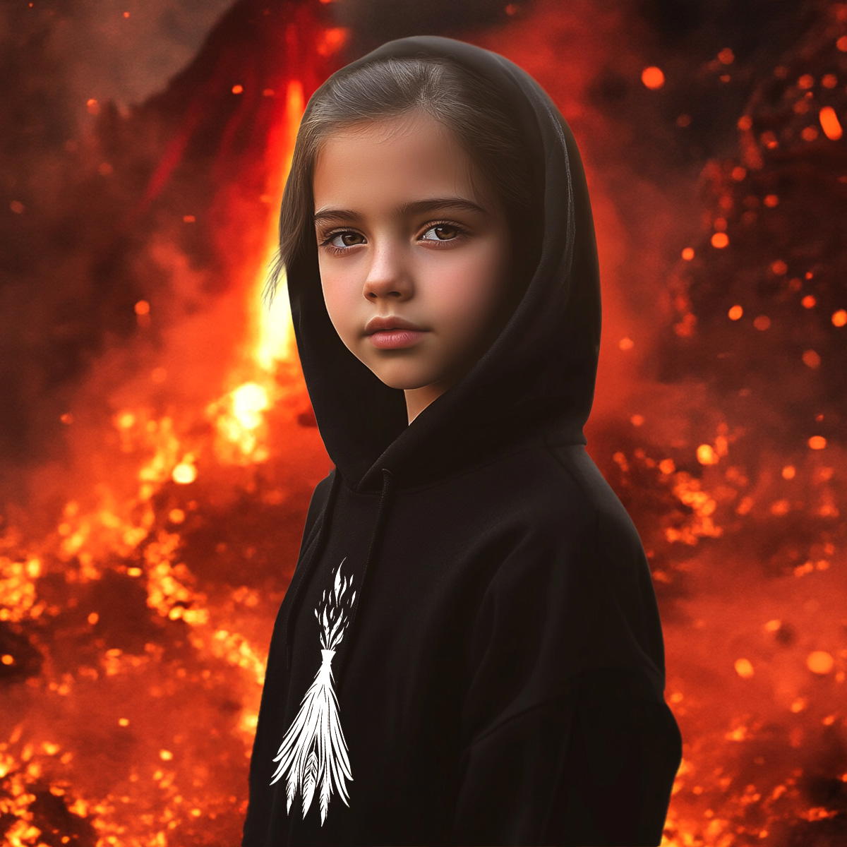 Image front Sweat à capuche Enfant Volcan Sacré