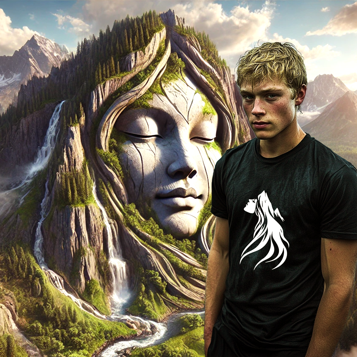 Image front T-shirt Unisexe La Gardienne des Montagnes. 100% coton en conversion biologique