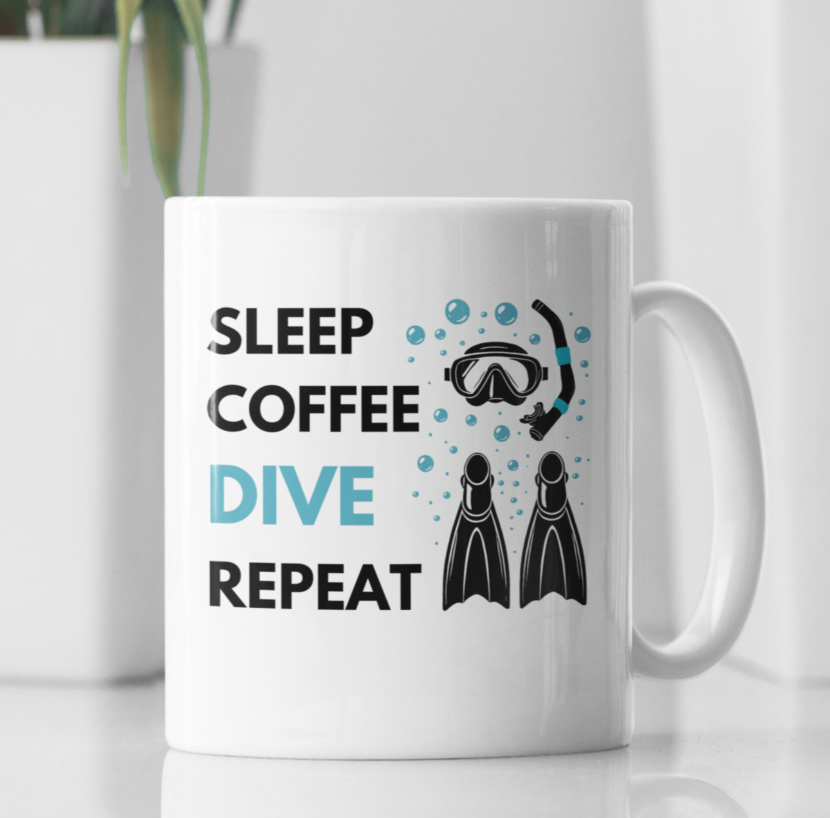 Image front Sleep Coffee Dive Repeat Mug – Scuba Diving Gift for Divers, Ocean Lovers, and Adventure S