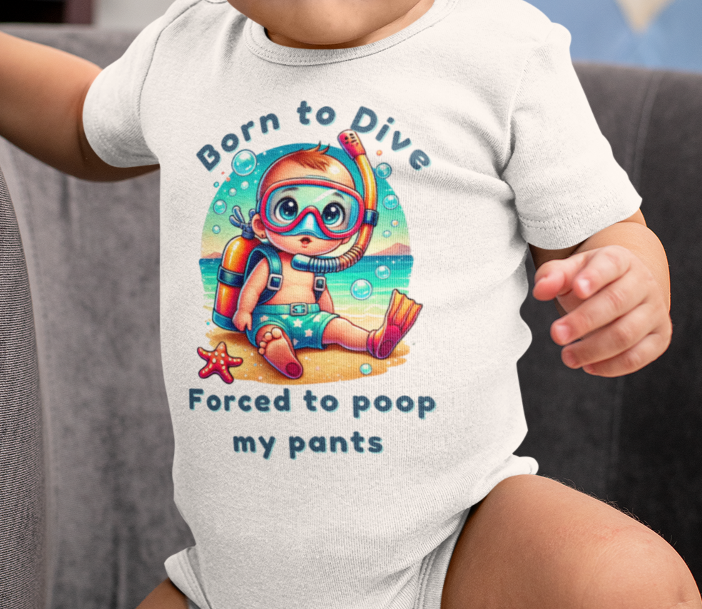 Image front Born to Dive – Funny Scuba Diving Baby Bodysuit | Cute Diver Gift for Baby