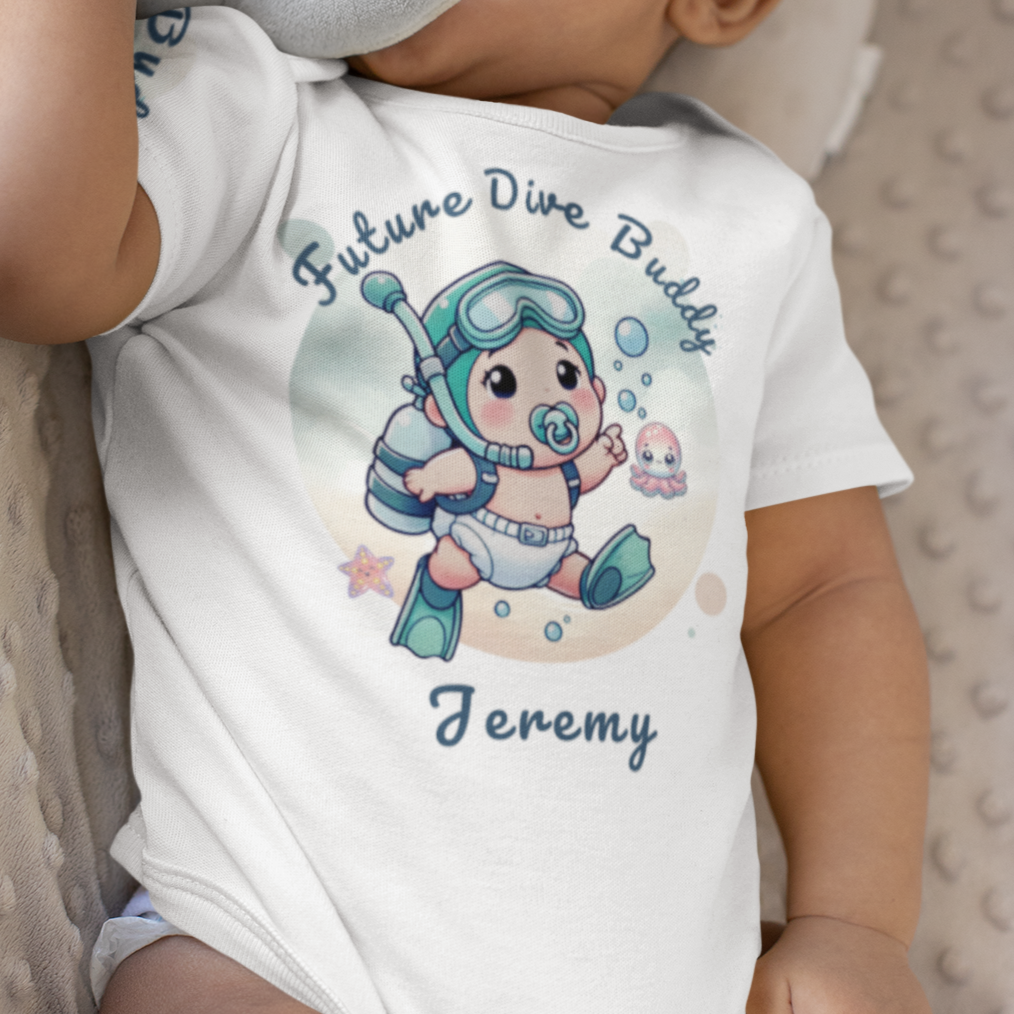 Image front Future Dive Buddy Baby Onesie – Cute Scuba Diver Baby Bodysuit, Gift for Diver Parents