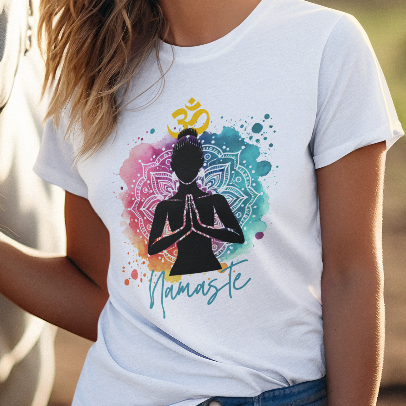Image front Namaste Yoga T-Shirt – Spiritual Mandala Tee – Mindfulness Shirt – Meditation Shirt – Om S