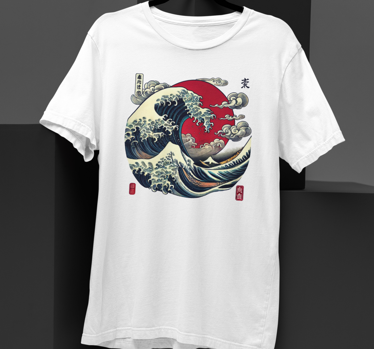 Image front Japanese Wave T-Shirt – Retro Ukiyo-e Style | Great Wave Inspired Tee | Ocean Aesthetic