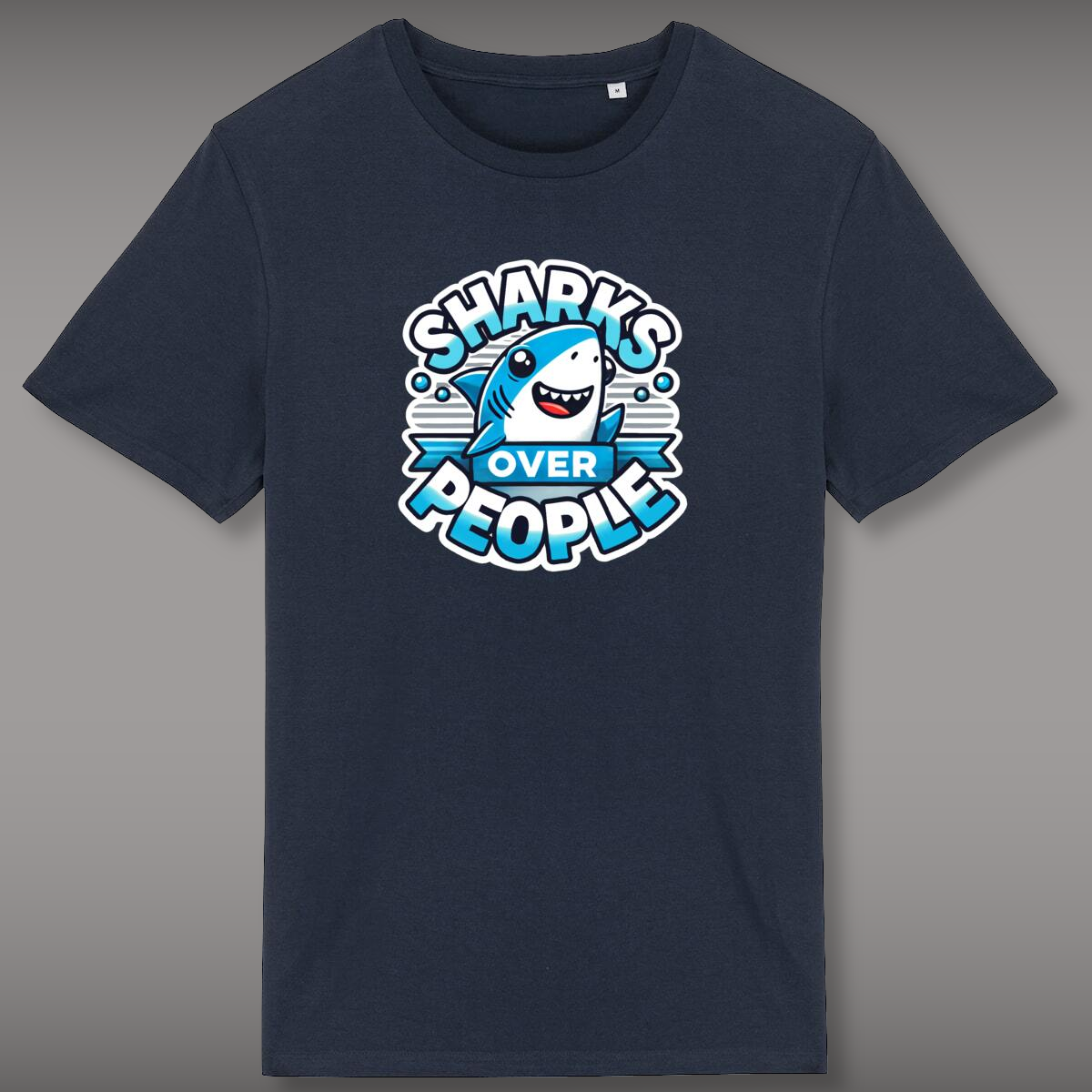 Image front Sharks Over People T-Shirt – Funny Shark Lover Tee