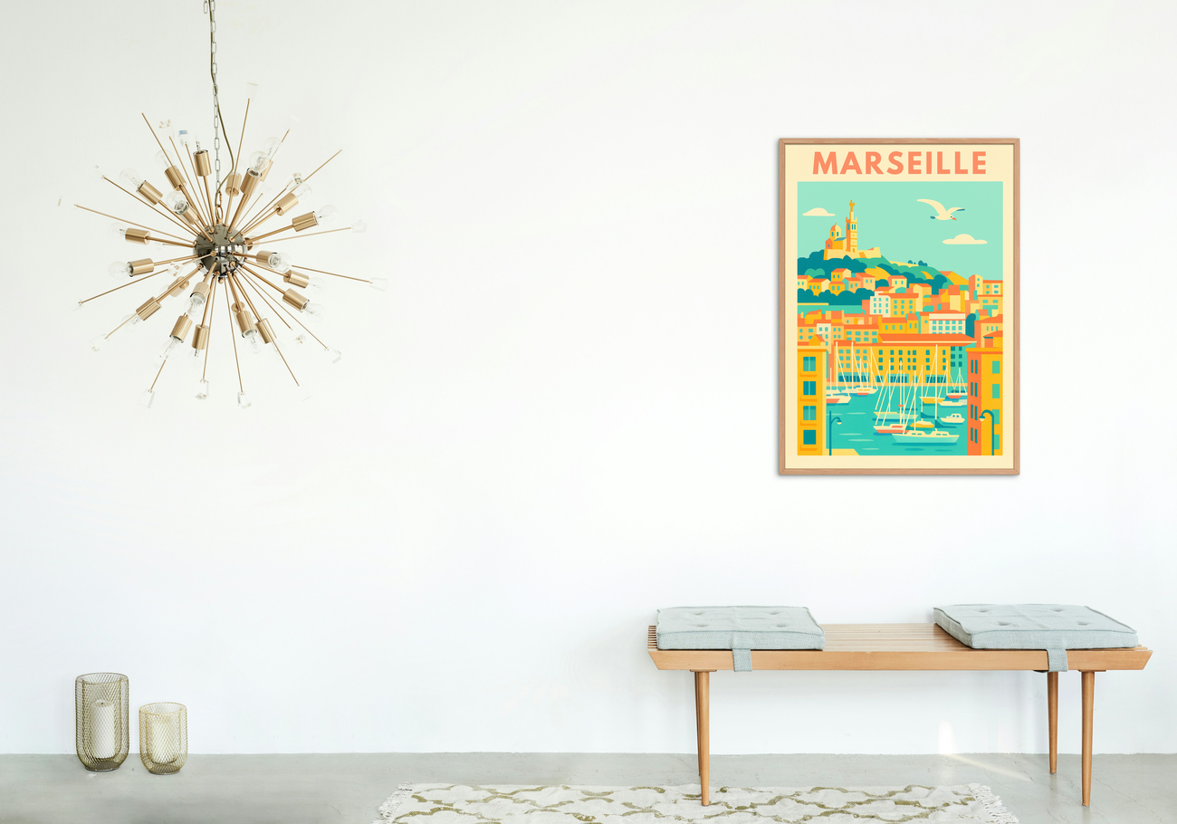 Image back 🟣 Poster Marseille – Vue panoramique