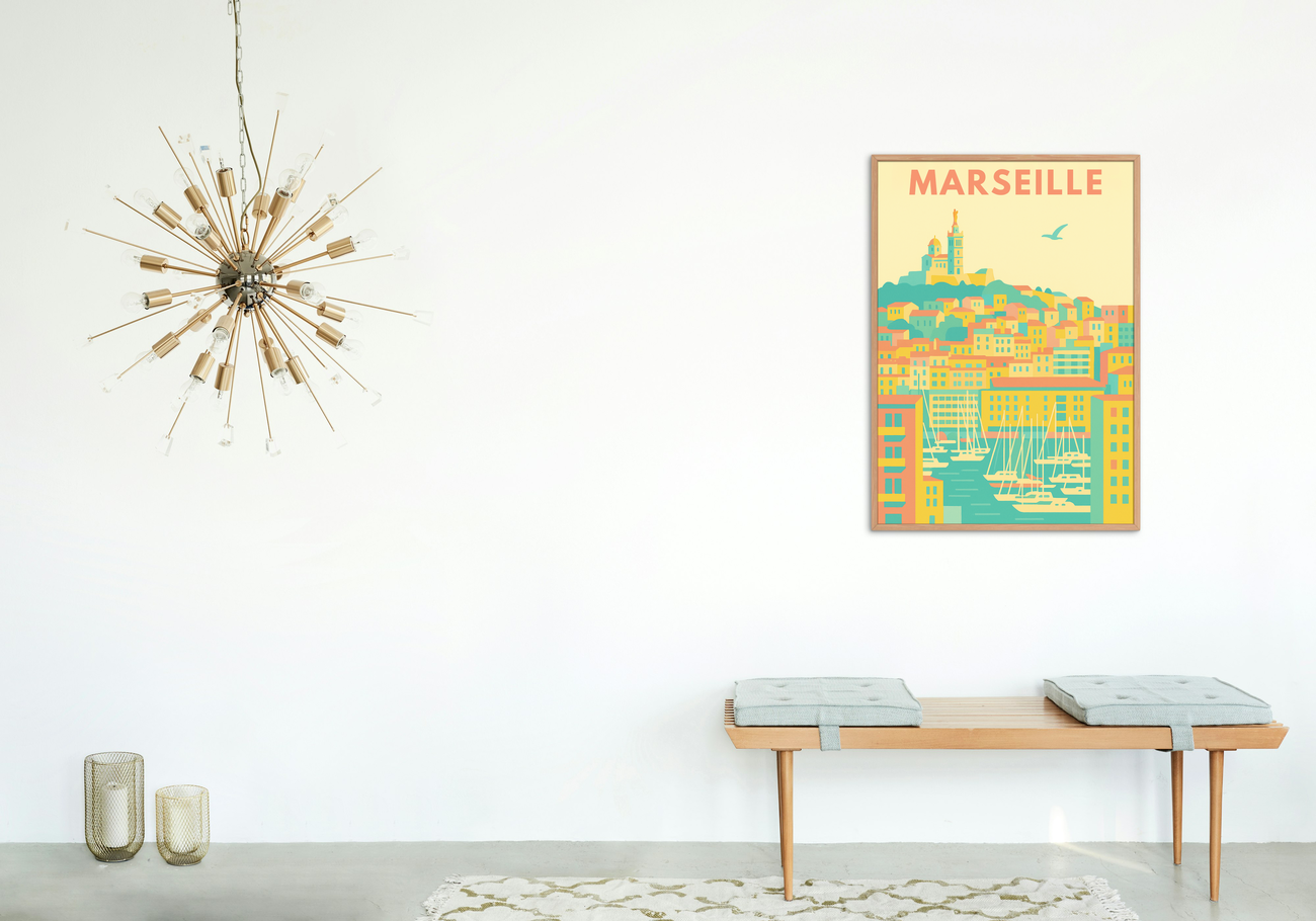 Image back 🔵 Poster Marseille – Notre-Dame & Vieux-Port