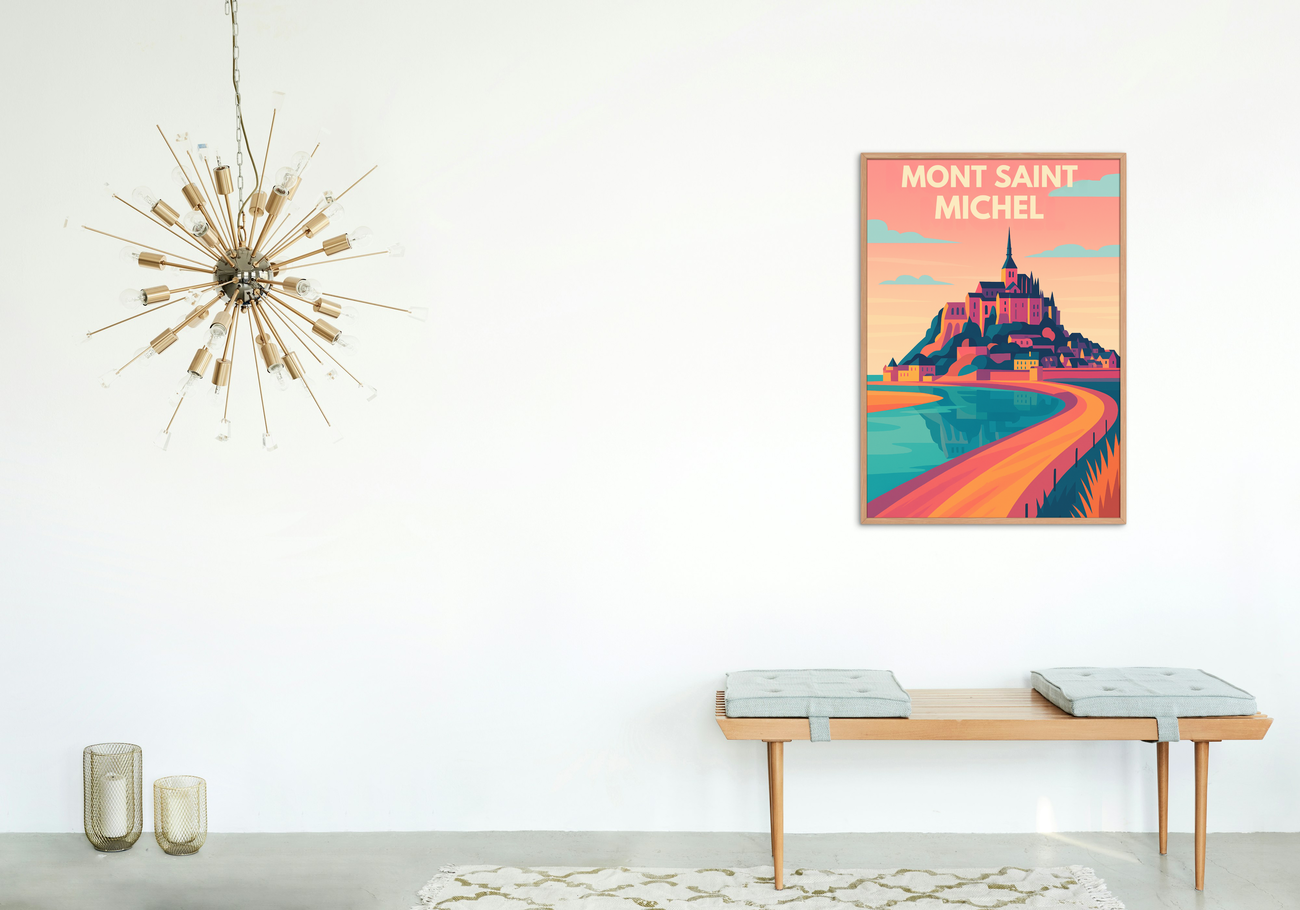 Image back 🌅 Poster Mont Saint-Michel – Couleurs du soir