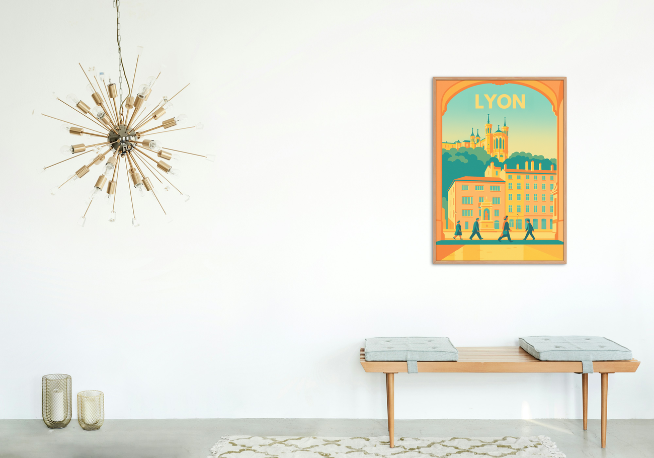 Image back 🟨 Poster Lyon – Ville et basilique