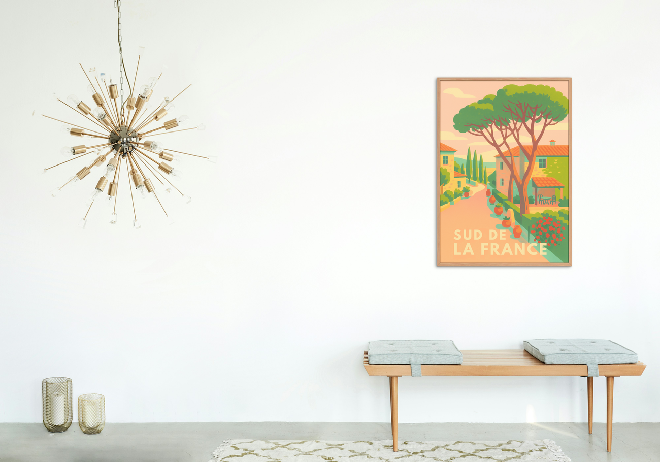 Image back 🏡 Poster Sud de la France – Village provençal