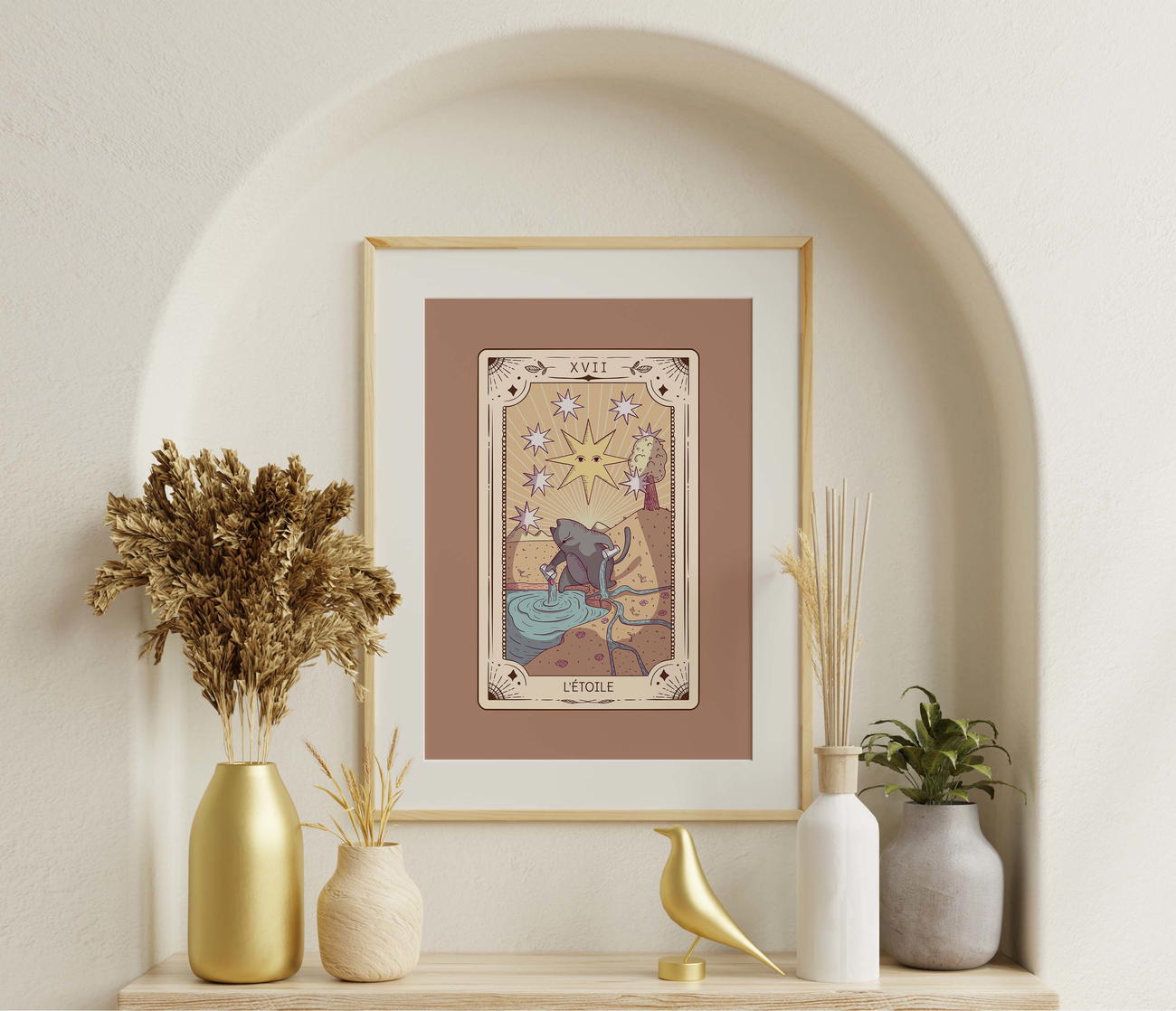 Image front Poster collection le tarot des chats - Impression carte de tarot L'Étoile