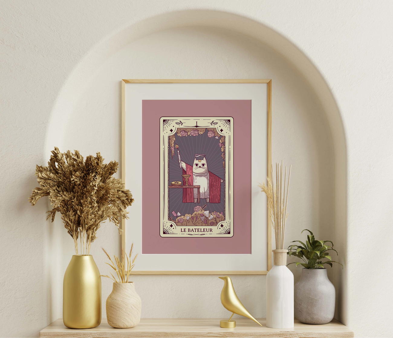 Image front Poster collection le tarot des chats - Impression carte de tarot Le Bateleur