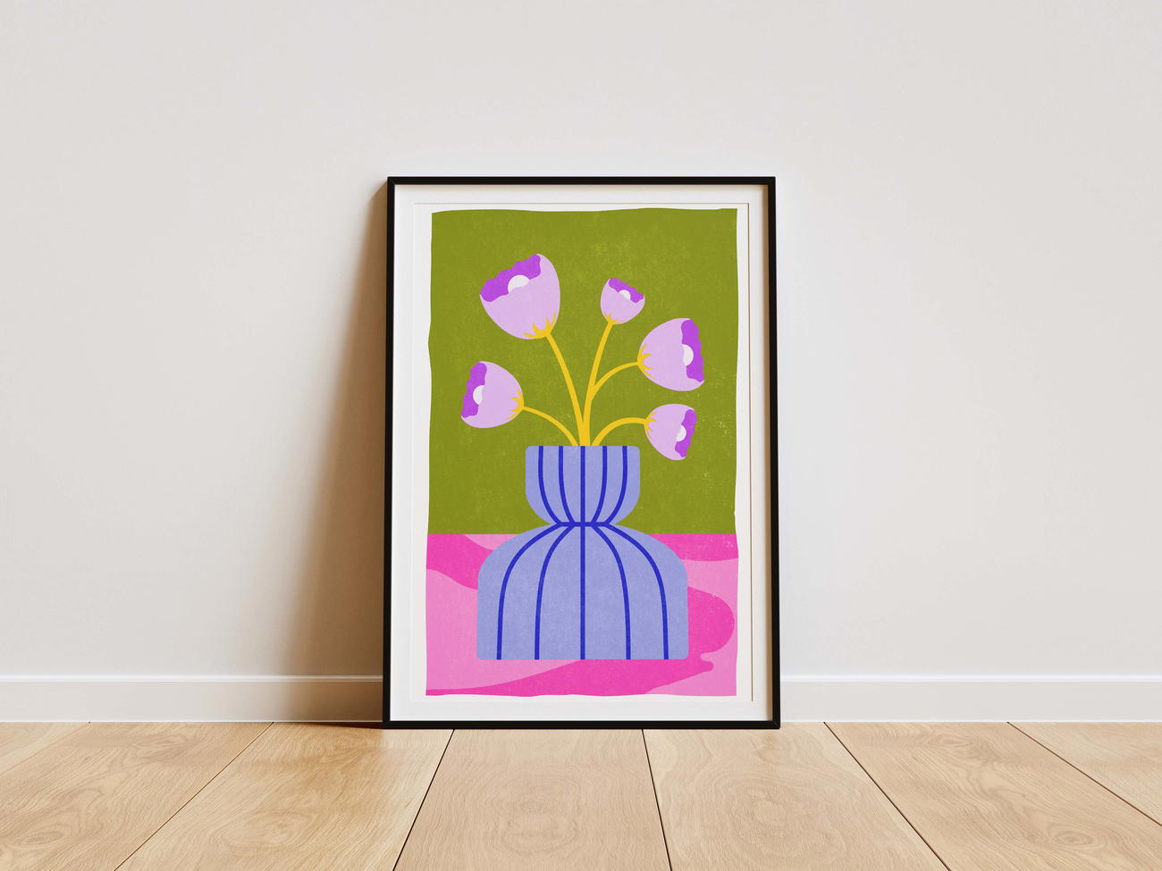 Image front Poster Art contemporain - Vase de fleurs colorées minimalistes design