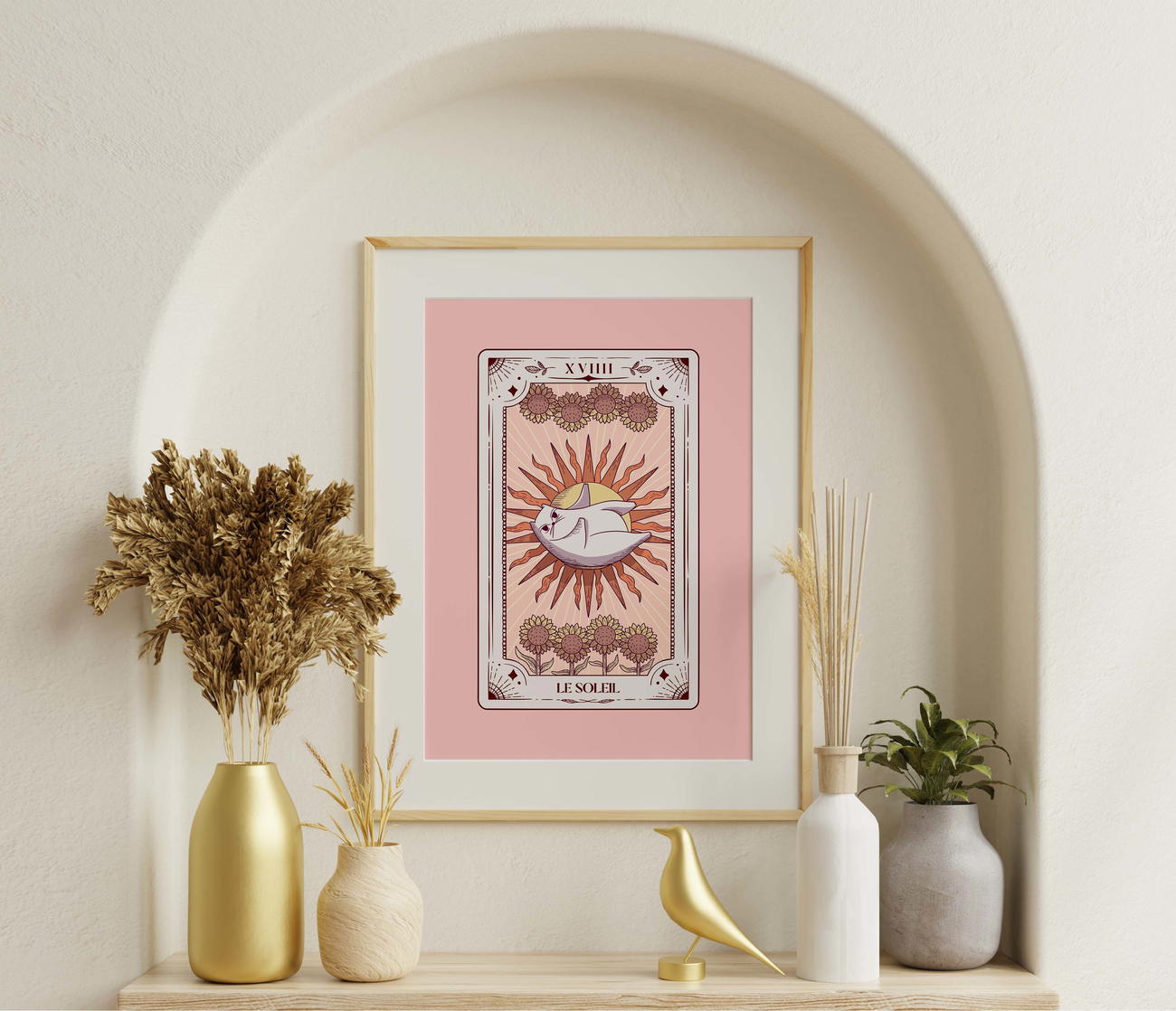 Image front Poster collection le tarot des chats - Impression carte de tarot Le Soleil