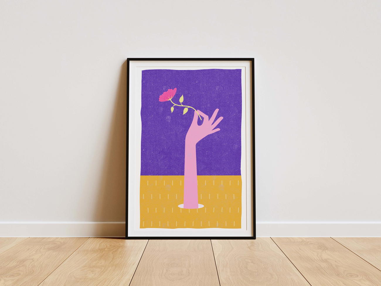 Image front Main Rose Tenant une Fleur