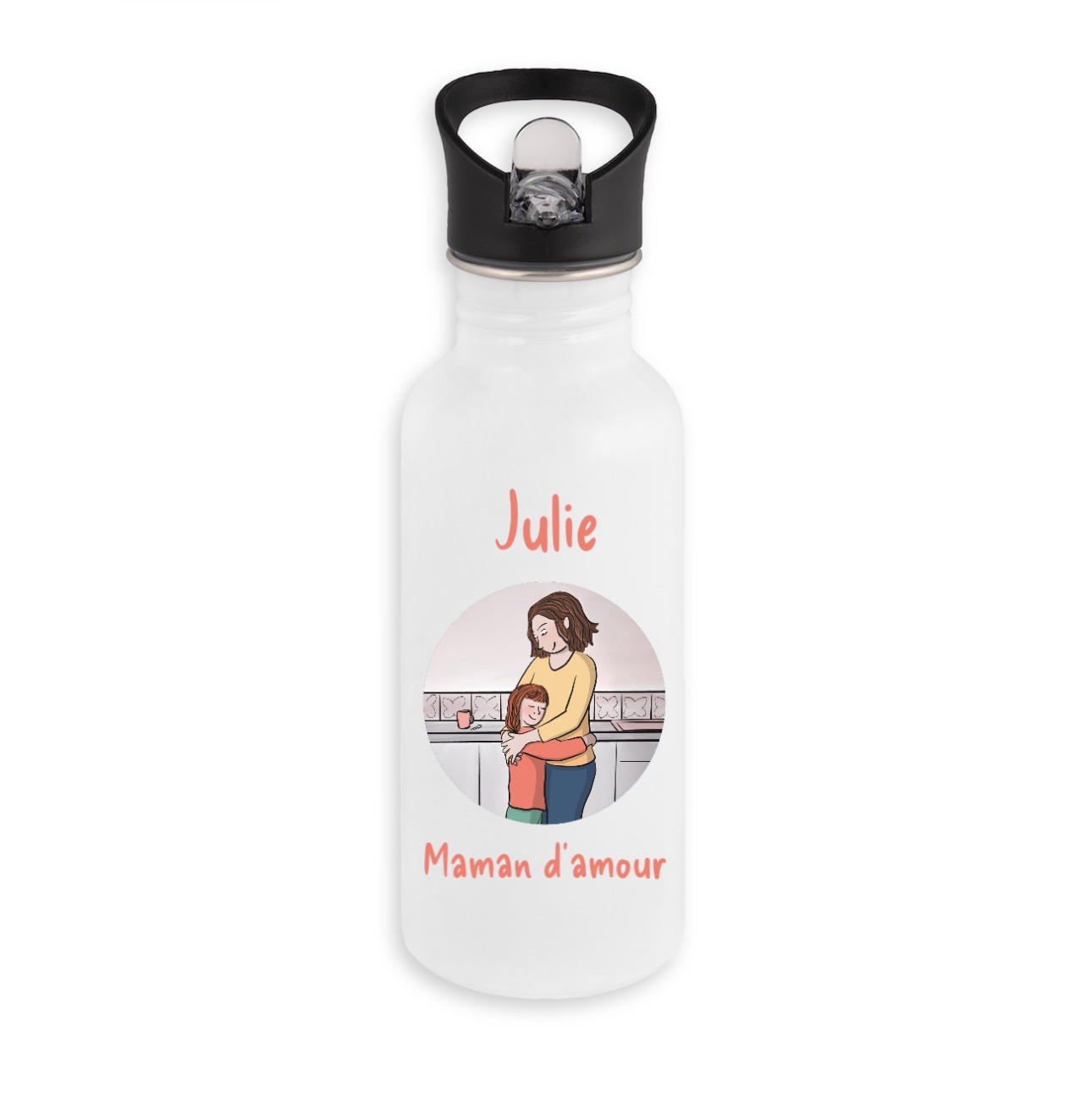 Image front Gourde inox personnalisable mère et fille 